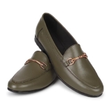 YOHO Bliss Comfortable Slip On Formal Buckle Loafer for Women | Stylish Fashion Moccasins Range | Cushioned Footbed Finish | Flexible and Office Wear Shoe Olive