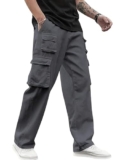 Derike Men Cargo Pants 100% Cotton | Relaxed Fit Utility Cargos For Men With 6 Pockets | Breathable Durable Fabric | Casual Streetwear Travel & Outdoor Pants (In, Alpha, S, Regular, Grey)