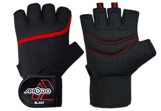 Aprodo Sports Weight Lifting Workout Gym Gloves With Wrist Support, Unisex, Free Size (Black Red)