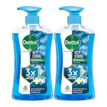 Dettol Icy Cool Body Wash and Shower Gel Pump for Men | Goodness of Salicylic Acid | Menthol Freshness | 500ml Pack of 2