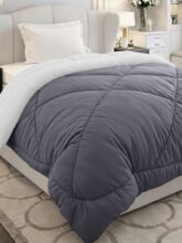 Monte Carlo Polyester Comforter Single Bed | 200 Gsm Lightweight & Reversible | Soft Quilt For Mild Winter | Easy Care All Season Comforter (Charcole) | 59 X 87 Inches