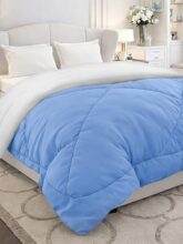 Monte Carlo Polyester Comforter Double Bed | 200 Gsm Lightweight & Reversible | Soft Quilt For Mild Winter | Easy Care All Season Comforter (Blue/Grey) | 87 X 94 Inches