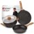 Bergner Ivory Black Granite Non-Stick 4 Pcs Cookware Set – 24Cm (2.5L) Kadai With Glass Lid, 24Cm Frypan, 28Cm Dosa Tawa, Forged Aluminium, Soft Touch Handle, Pfoa Free, Induction And Gas Stove Ready