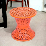 Heart Home Seating Stool | Plastic Mesh Damroo Stool | Both Sided Stool for Guestroom | Damroo Style Stool | Stool for Graden | Stool for Balcony | Red