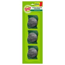 Scotch-Brite Stainless Steel Scrub – Pack of 3 (3X 15g Steel +Free 3 Scrub Pads 3″X3″)