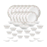 La Opala Novo Opalware Dinner Set, 35 Pcs for Family of 6, Spring Meadows
