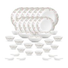 La Opala Novo Opalware Dinner Set, 35 Pcs for Family of 6, Spring Meadows