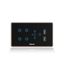 Goldmedal 4 Module I-Touch Wi-Fi 4 Switch + Fan Regulator + 2 USB Port With Glass Plate,Titanium Grey,1_way,Pack Of 1,Suitable For 4 Module Junction Box,No Additional Cover Plate Required,240 Volts