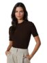 Kotty Women’S Slim Fit Half Sleeve Ribbed T-Shirt(Brown_M)