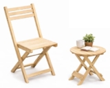 Yo Green Wooden Round Table and Chair Set Premium Solid Wood Furniture with Foldable Design, Weather-Resistant Finish for Indoor & Outdoor Use, Perfect for Home, Patio, and Garden (1 Chair & 1 Table)