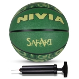 Nivia Safari Basketball, As Per Basic Standard, 8 Panels, Butyl Threadwounded Bladder, Made For Beginners, To Play On All Indoor & Outdoor Surfaces (With Pump)