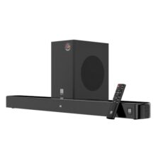 iBall Cinebar 100 220W Soundbar, 2.1 Channel, Deep Bass, 16.5 cm Subwoofer, AuralSphere Surround Audio, Quad Driver Audio, BT v5.3, HDMI ARC, Optical, USB, AUX, LED Display, Wall Mountable, EQ Modes