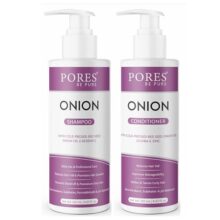 PORES Be Pure Onion Shampoo and Conditioner Combo for Hair Growth & Hair Thickness | Sulfate & Paraben Free | Anti-Dandruff, Hair Fall Control, Deep Nourishment for Dry & Damaged Hair | Unisex Formula ( 250 ml X 2 )