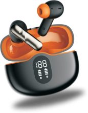 snowbudy Wireless with Fast charge 60 Hrs Battery Life Earphones with mic Bluetooth(Orange, Black, True Wireless)