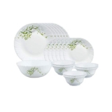 Larah by Borosil Erba Opalware Dinner Set, 19 Pieces, White