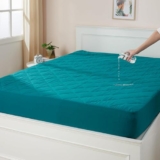 Amazon Basics Quilted Mattress Protector |78″X72″X12″| Waterproof & Hypoallergenic | Soft Cotton Fabric |Tpu Laminated |Noiseless| Breathable With Airflow Tech | Extra Fluffy Microfiber Filling (Teal)