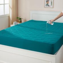 Amazon Basics Quilted Mattress Protector |78″X72″X12″| Waterproof & Hypoallergenic | Soft Cotton Fabric |Tpu Laminated |Noiseless| Breathable With Airflow Tech | Extra Fluffy Microfiber Filling (Teal)