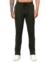 Vector X OML-264 Men’s Dry-Touch Sports Polyester Trackpant with 2 Utility Pockets Trouser – Ultra-Lightweight, Moisture Wicking, Training & Running Pant + Contrast Piping Design (Olive, XXL)