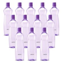 MILTON Pacific 1000 Water Bottle 1 Litre each, set of 12, Purple I PET Food Grade I BPA Free, Leak Proof I Wide Mouth, Easy To Clean I Fridge Bottles for Home, Office, Gym