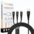 TexoVera 1.2M 3-in-1 Braided Charging Cable Micro USB iPhone Type-C Black (Not for Data Transfer)
