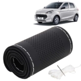 KINGSWAY® PU Leatherite Car Steering Cover Sewable Compatible with Maruti Suzuki Alto K10 (Year 2022 Onwards), Black Color with Silver Thread, Pack of 1 with Sewing Needle and Thread