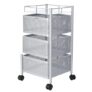 Amazon Brand – Solimo 360° Revolving Preassembled Heavy-Duty 3 Layer Square Portable Trolley With Wheels | Multipurpose Storage Racks | Books, Fruits And Vegetables (Matte,Silver)