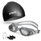 Viva Swimming Swimming Goggles Combo 614 & Swimming Cap With 2 Ear Plug, Nose Clip Swimming Kit