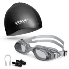 Viva Swimming Swimming Goggles Combo 614 & Swimming Cap With 2 Ear Plug, Nose Clip Swimming Kit