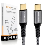 Texovera 65W 3A Fast Charging 1M Type C Cable For Smartphones, Tablets, Laptops & Other Type C Devices, 480Mbps Data Sync, Quick Charge 3.0 Black