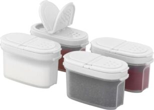 Signoraware Sprinkles N Spice Small Container with Lid (120mlx4 | Set of 4 | White)
