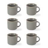 CELLO Estella Nexus Color Silver Mist Plain Mug Set of 6, 90ml, Grey | Scratch Resistant | Porcelain Tea, Coffee Mug Set | Ideal for Daily Use & Gifting | Dishwasher Safe | Small Mug |