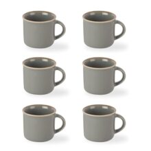 CELLO Estella Nexus Color Silver Mist Plain Mug Set of 6, 90ml, Grey | Scratch Resistant | Porcelain Tea, Coffee Mug Set | Ideal for Daily Use & Gifting | Dishwasher Safe | Small Mug |