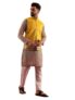 SOJANYA Men’s Cotton Silk Multi color Kurta & White Pyjama With Daman Embroidered Yellow Jacket
