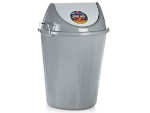 Aristo Swing Lid Dustbin With Metal Side Handle 60 Ltr Grey