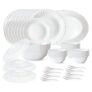 Larah by Borosil Silk Series Opalware Dinner Set | for Family of 6 | Microwave & Dishwasher Safe | Bone-Ash Free | Crockery Set for Dining & Gifting | Plates & Bowls | White (47 PCS)