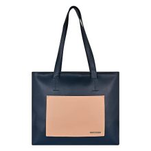 Bagsy Malone Handcrafted Vegan Leather Color-Blocked Tote With Front Pocket A Stylish And Sustainable Everyday Bag With High Capacity Room