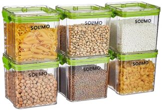 Amazon Brand – Solimo Plastic Multipurpose Airtight Containers For Kitchen, Square, Set Of 6, 700 Ml Each, Green