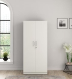 Spacewood Optima Wardrobe | 3 Year Warranty | Almirah, Cupboard, Almari, 2 Door Wardrobe, 1 Hanging Space|Engineered Wood| Kingston White