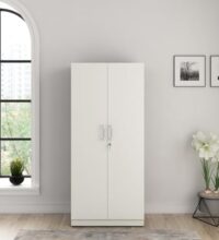 Spacewood Optima Wardrobe | 3 Year Warranty | Almirah, Cupboard, Almari, 2 Door Wardrobe, 1 Hanging Space|Engineered Wood| Kingston White