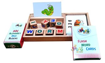 Popo Toys Spell Master Dice Game Wooden Puzzle | Spell Learn For Kids Learning Word Game With Flash Cards| Montessori Learning Educational Toy Gift| Preschool Boys/Girls/Kids