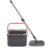 BonKaso 360° Spin Mop with Square Bucket Deluxe System Set and Reusable Microfiber Pads for Wet & Dry Glass, Wall, Tile and Home Floor Cleaning – Grey and Orange