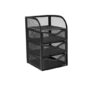 Neomate 3-Drawer Metal Mesh Mini Desk Organizer With Top Tray | Multi-Purpose Stationery Storage For Home & Office | Black -13D X 12.5W X 20H Cm