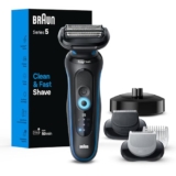 Braun Series 5 Electric Shaver, Senso Flex Technology, Auto Sense For Sensitive Skin, Wet Or Dry Use, 100% Waterproof, Li-Ion Battery, 50 Min Runtime, 5 Min Quick Charge, German Engineering, Shaver 52