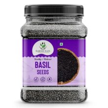 Earthy Eats Raw Basil Seeds 400Gm | Tukmaria Seeds | Raw Sabja Beej For Eating | Healthy Deit Snacks Smoothies, Falooda | High In Fibre & Omega 3 | Natural And Unprocessed