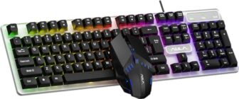 Aula F3061 Anti-Ghosting, Gaming Keyboard & Mouse Combo, Wired Backlit Rainbow Led Keyboard & 1200 Dpi Gaming Mouse For Pc/Laptop (Black)