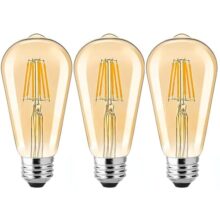 Vibunt Edison Tungsten Filament Antique Glass Light Bulbs Vintage Base E27 Bulb Yellow Light For Home Decoration, Living Room, Hall, Balcony, Restaurant Bar Lighting (Pack Of 3)