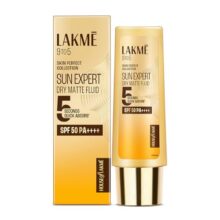 Lakmé Sun Expert, Dry Matte Fluid Sunscreen, 50Ml, For Oily And Combination Skin, With 1% Niacinamide & Ceramide, Spf 50 Pa++++, Quick Absorbing, No White Cast