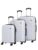 Teakwood Small-Medium-Large 8 Wheels Trolley Bag, Hard Cabin with Zipper Closure, Adjustable Push Button & Cross Side Strap, TSA Lock System 360 Degree (Set of 3, Silver)