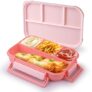 Attro Gourmet 4 Compartment Lunch Box Portable Meal Organizer For Office, School Bpa-Free, Food Grade, Freezersafe, Microwave & Oven Safe 1000Ml Peach, Plastic