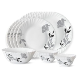 Larah by Borosil Millenia Opalware Dinner Set, 13 -Piece, White